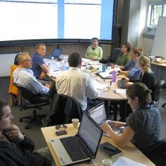 UVic Geography CORAL Lab visualization wall and touch tables